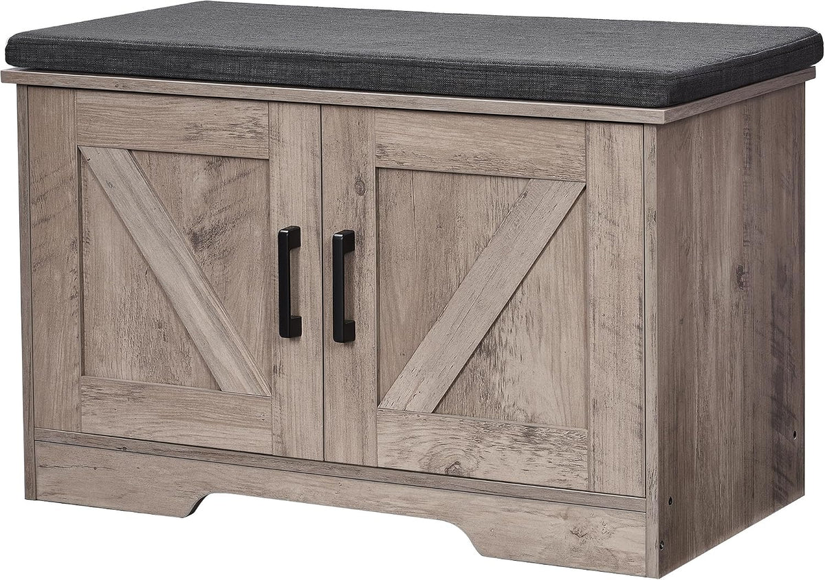 homsho farmhouse shoe storage bench with 2 barn, main product view