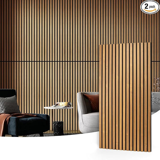 Art3d 2-Pack Acoustic Wood Slat Wall Panels by Art3d