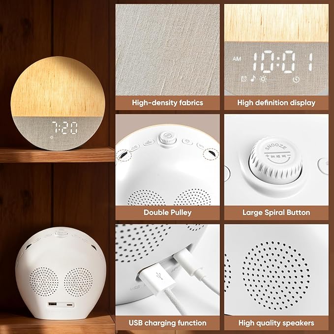 Stillstorm Sunrise Alarm Clock, Sound Machine, Fabric Dimmable Night Light - Image 3