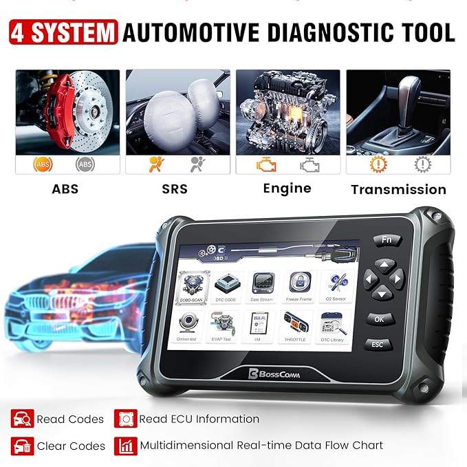 2026 BOSSCOMM IF742 OBD2 Scanner, ABS/SRS/Transmission/Check Engine Code Reader - Image 2