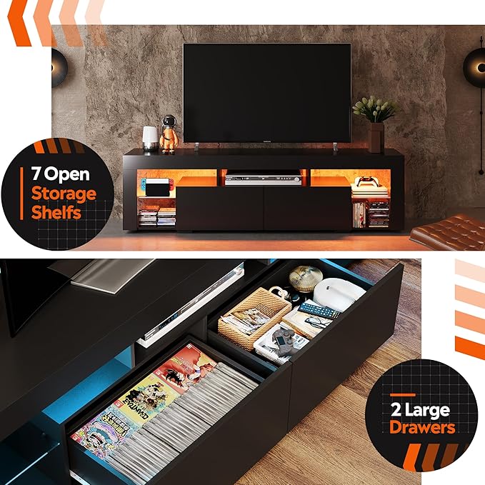 WLIVE 63 inch TV Stand for 50 55 60 65 70 75 Inch TVs, Modern Entertainment - Image 6