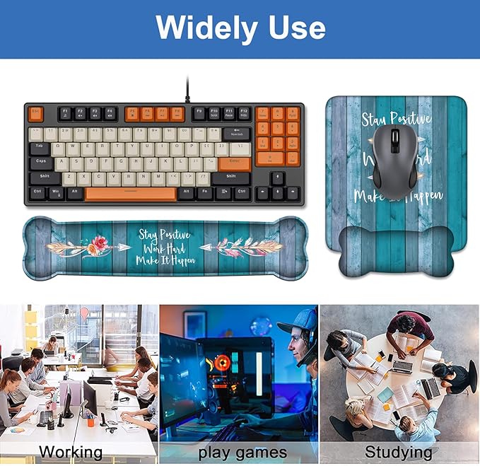Keyboard Wrist Rest and Mouse Pad Wrist Support Set, Inspirational Quote Stay - Image 8