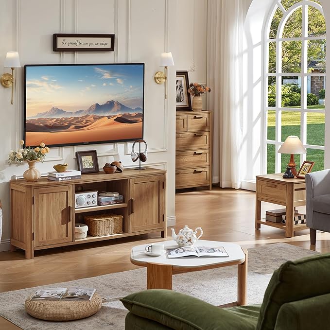 Joaxswe Farmhouse 55" Entertainment Center, Dark Wood Tv Stand - Image 8
