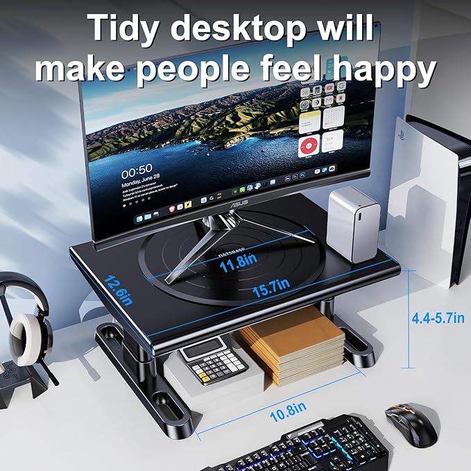 NIFBANG Monitor Stand Riser for Desk, 360°Rotation Freely Height Adjustable by - Image 5