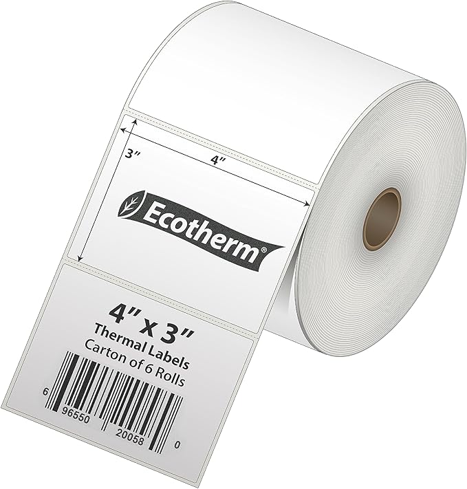 4" x 3" Thermal Labels | 6 Rolls | 5580 Labels | fits Zebra, Offnova Thermal - Image 2