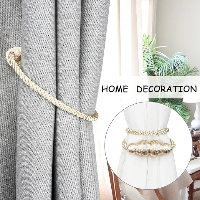 Nieffeiy Magnetic Curtain Tiebacks Outdoor Curtain Tie Backs Rope Decorative - Image 5