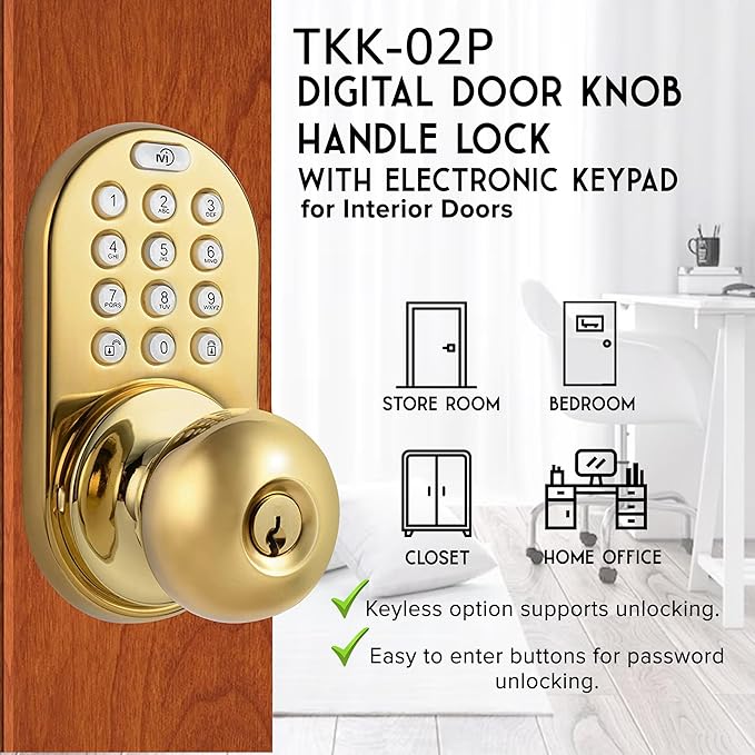 MiLocks TKK-02P Digital Door Knob Handle Lock - Image 3