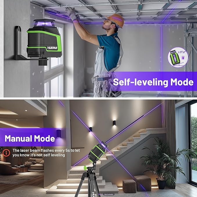 360° Laser Level, HUEPAR 82-165Ft 3 Brightness Levels Self Leveling Laser Level - Image 5