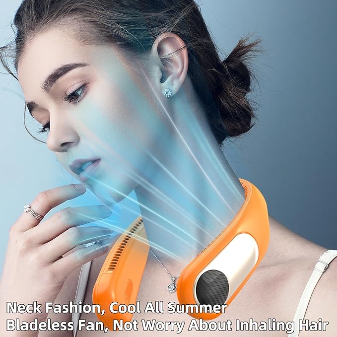 Portable Neck Fan, Personal Wearable Bladeless Fan, LED Display, 6000mAh USB - Image 4