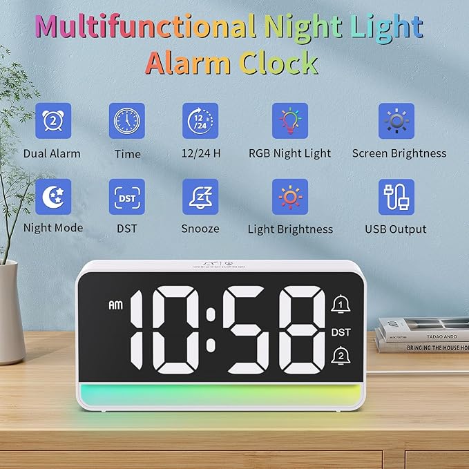 Alarm Clocks for Bedrooms, Digital Bedside Clock - Image 2
