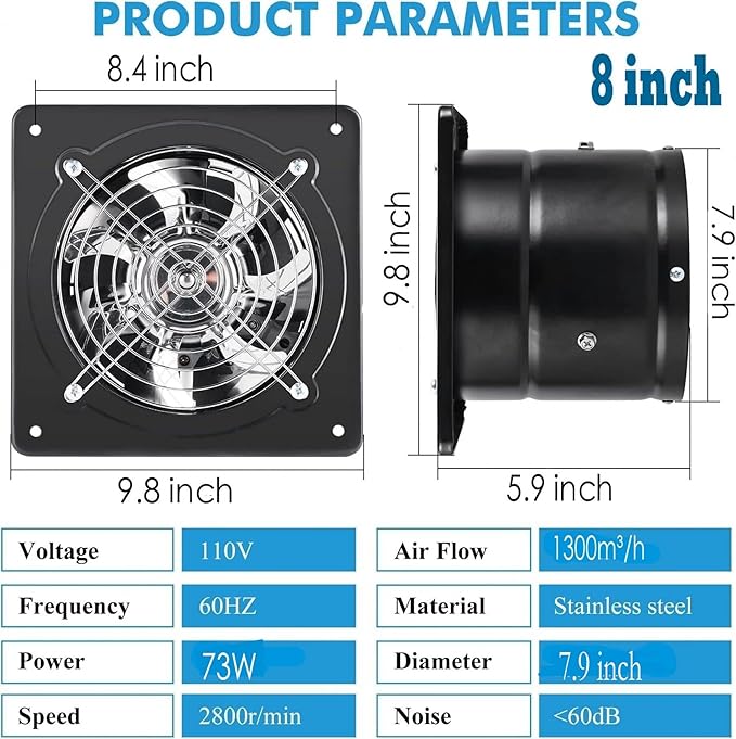 Aydomer Exhaust Fan 78W Through-wall installation Ventilation Fans 110V Exhaust - Image 4