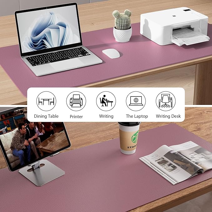 Aothia Leather Desk Pad Protector, Mouse Pad, Office Desk Mat, Non-Slip PU - Image 5