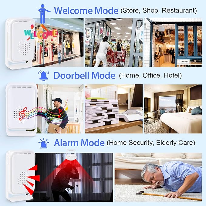 Cruxer Motion Sensor Alarm, Wireless Motion Detector Door Chime Doorbell - Image 3