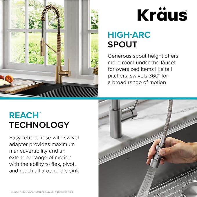 KRAUS Oletto Commercial Style Single Handle Pull Down Kitchen Faucet - Image 11