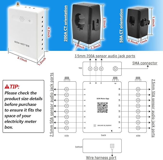 Smart Home Energy Monitor with 16 50A Circuit Level Sensors, Measure Power - Image 9