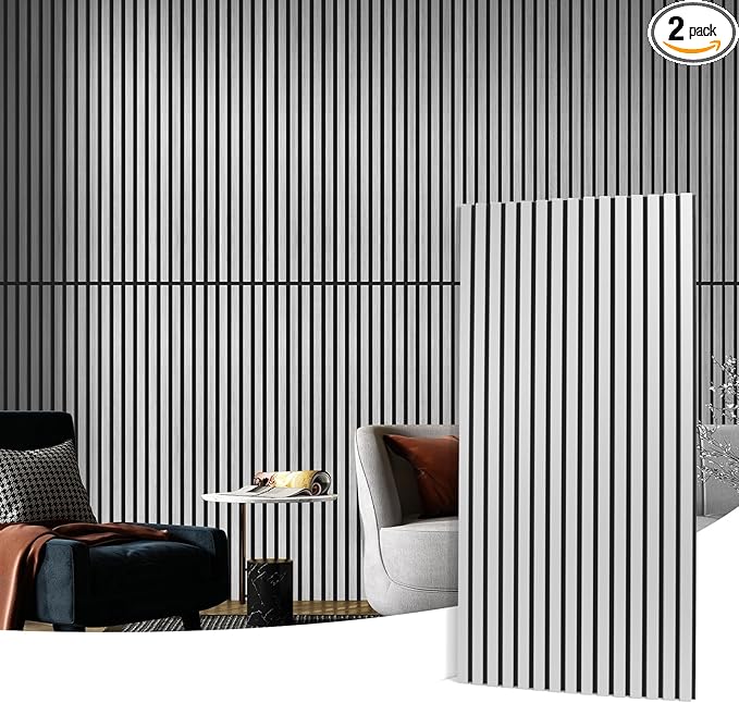 Art3d 2 Wood Slat Acoustic Panels by Art3d