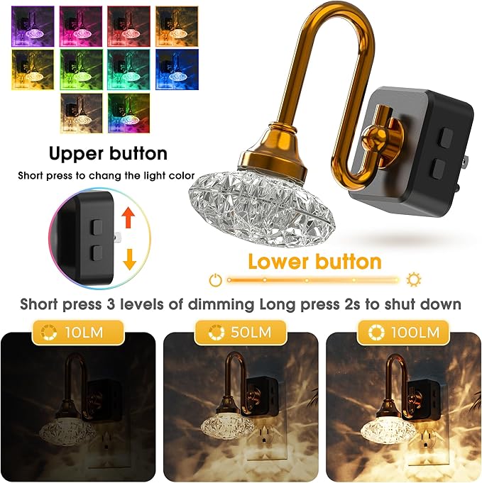 L LOHAS LED Night Lights Plug into Wall, 2 Pack 10-Color Changing RGB Floral - Image 2