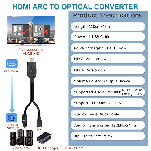 192KHz HDMI ARC to Optical Audio Converter - Image 3