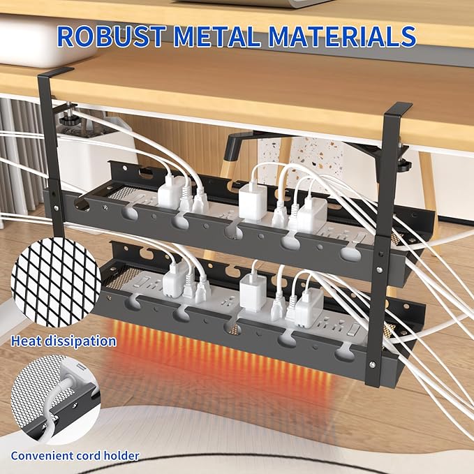 WIGAKDRU 31Inch Extendable Under Desk Cable Management Tray Multi-Model Metal - Image 4