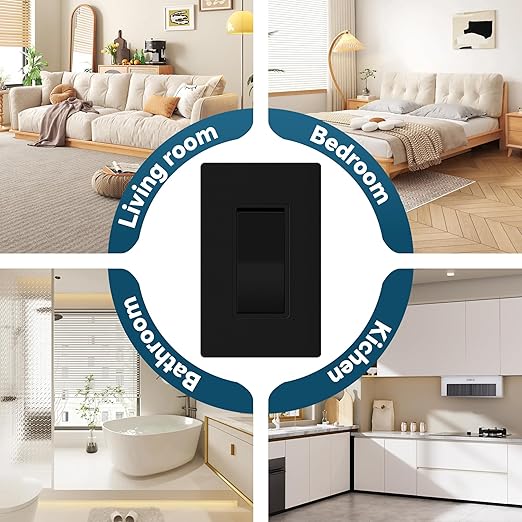 ThunderWay Matte Black Single Pole Decorator Light Switch - Image 7