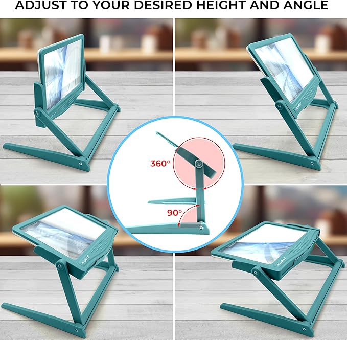 MAGNIPROS 5X Large LED Full Page Magnifying Glass w/Collapsible Hands-Free - Image 3
