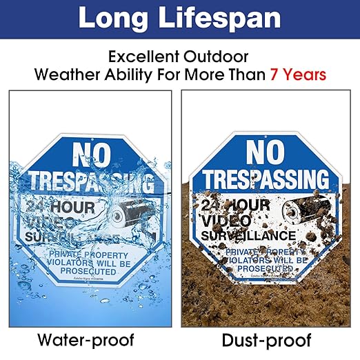 2-Pack No Trespassing Sign Private Property Protected By Video Surveillance - Image 4