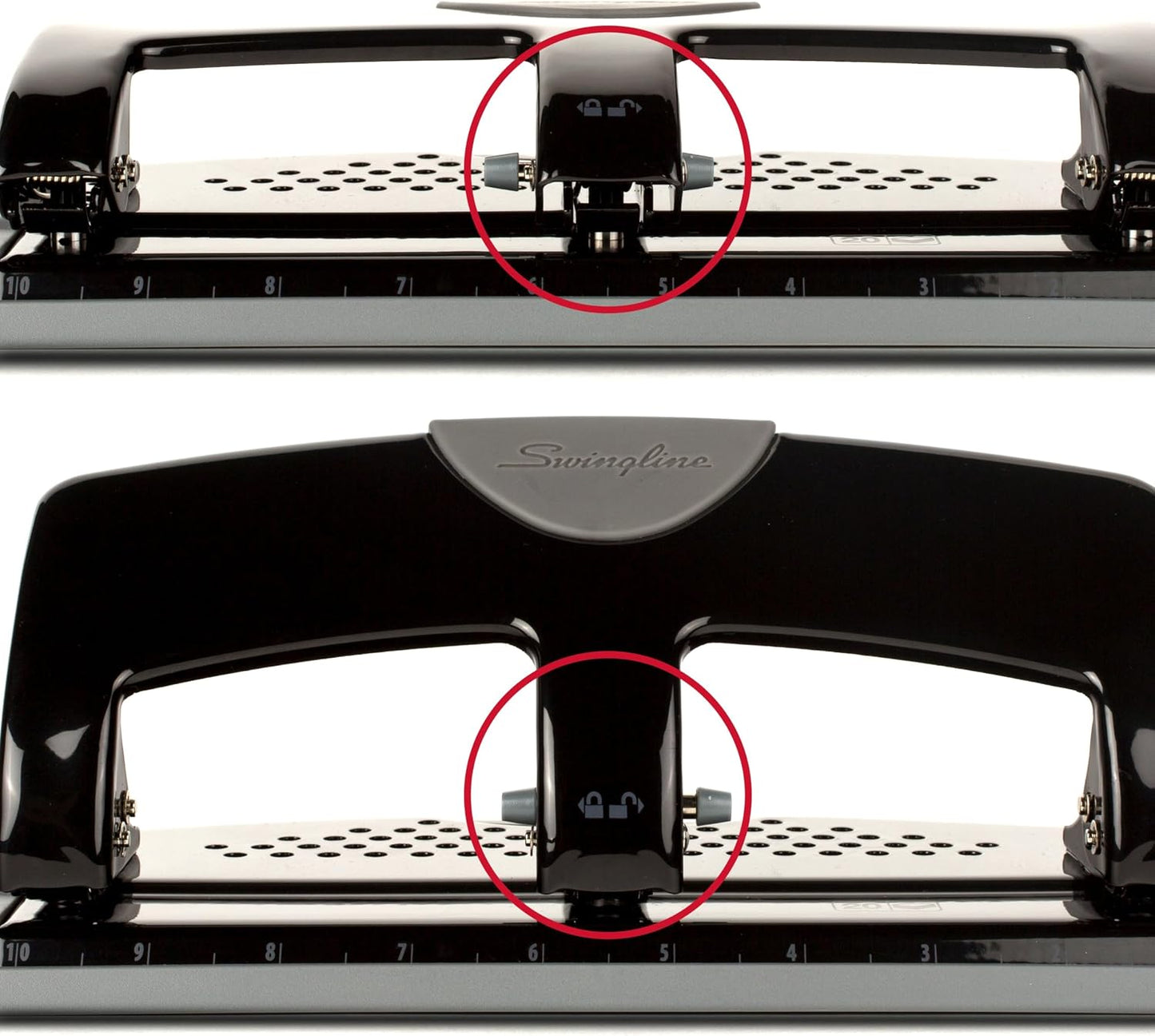 Swingline 3 Hole Punch, 20 Sheet Capacity Three Hole Puncher 3 Ring, Paper Punch, SmartTouch Low Effort, Black & Silver (74133) (Pack of 6)