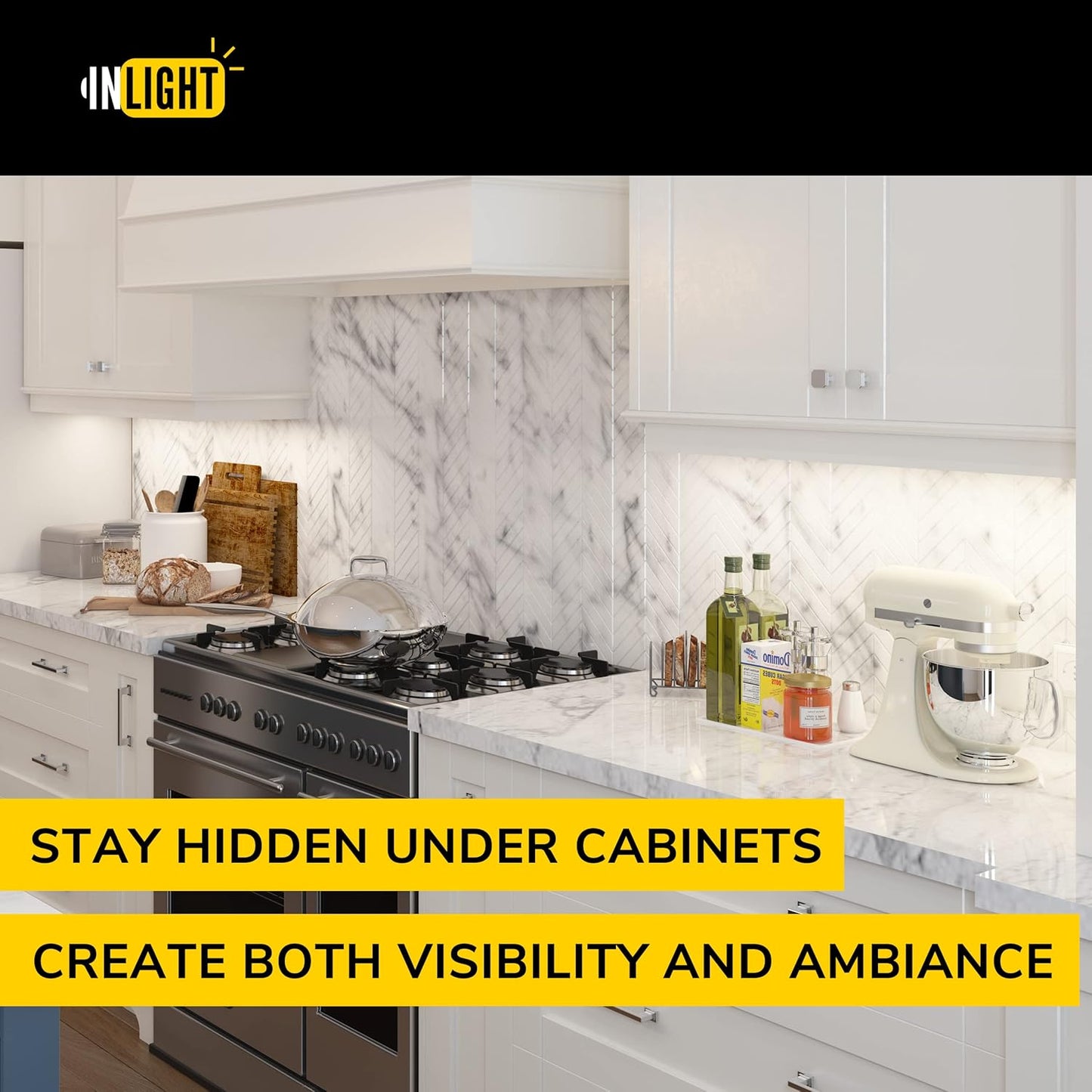 GETINLIGHT Dimmable Hardwired Only 3 Color Under Cabinet LED Lights, 24-inch, Soft White(3000K), Bright White(4000K), Daylight White(5000K), Matte White Finished, ETL Listed, IN-0201-13-WH-345K