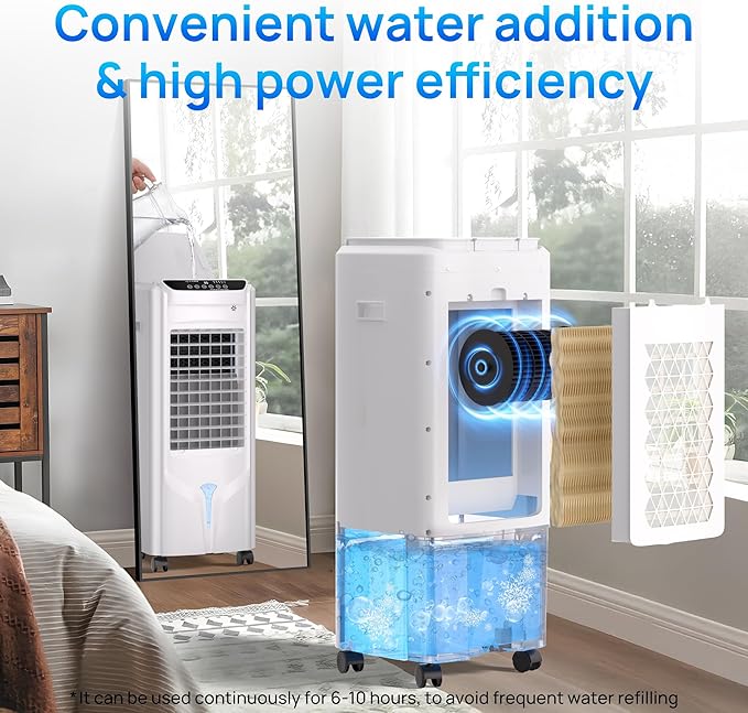 YEW 32" Evaporative Air Cooler, 1800CFM Swamp Cooler Air Conditioner - Image 3