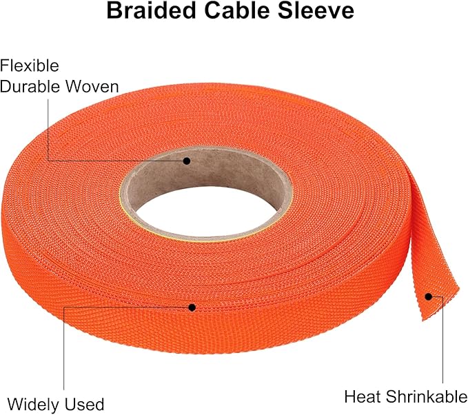 MECCANIXITY Braided Cable Sleeves Heat Shrinkable Fabric Sleeving, 3/8" 60ft - Image 4