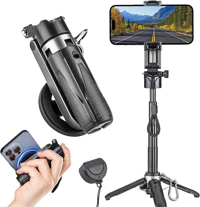 MQOUNY for Magsafe Tripod Stand for iPhone, Portable Pocket Size Selfie Stick by MQOUNY