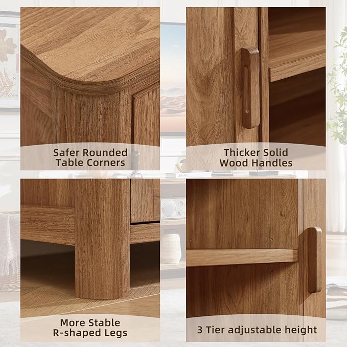 Joaxswe Farmhouse 55" Entertainment Center, Dark Wood Tv Stand - Image 6