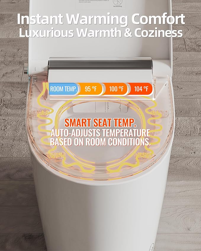 Luoware Smart Toilet Lite without Bidet, One Piece Elongated Modern Toilet - Image 6
