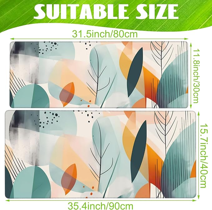 Eflxamz Desk Pad, Abstract Colorful Leaves Desk Mat, Abstract Line Art Large - Image 2