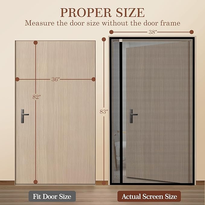 Yotache Reversible Left/Right Opening Magnetic Screen Door Fit Doors 36x82 Inch - Image 2
