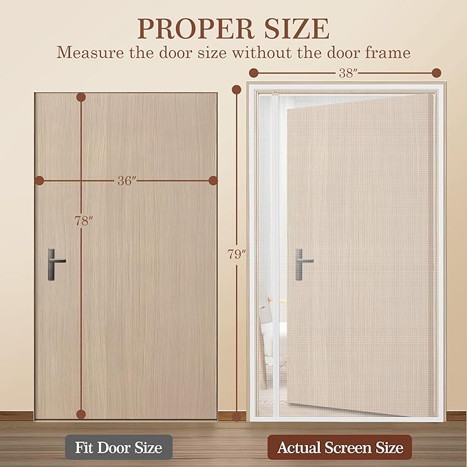 Yotache White Reversible Left Right Side Opening Magnetic Screen Door Fits Door - Image 2