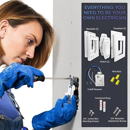 RunLessWire 3-Way Battery-Free DIY Wireless Light Switch Kit 150ft RF Range - Image 6