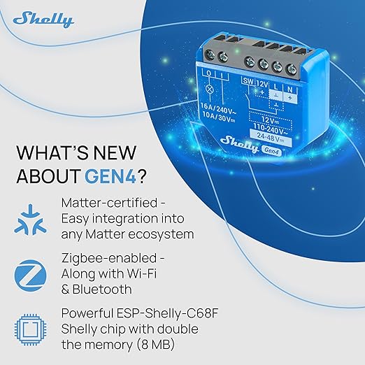 Shelly 1 Gen4 | Wi-Fi, Zigbee & Matter Smart Relay Switch - Image 4