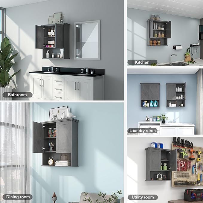 Bathroom Wall Cabinet Over Toilet Storage Cabinets 25x30 in Above Toilet Wood - Image 7