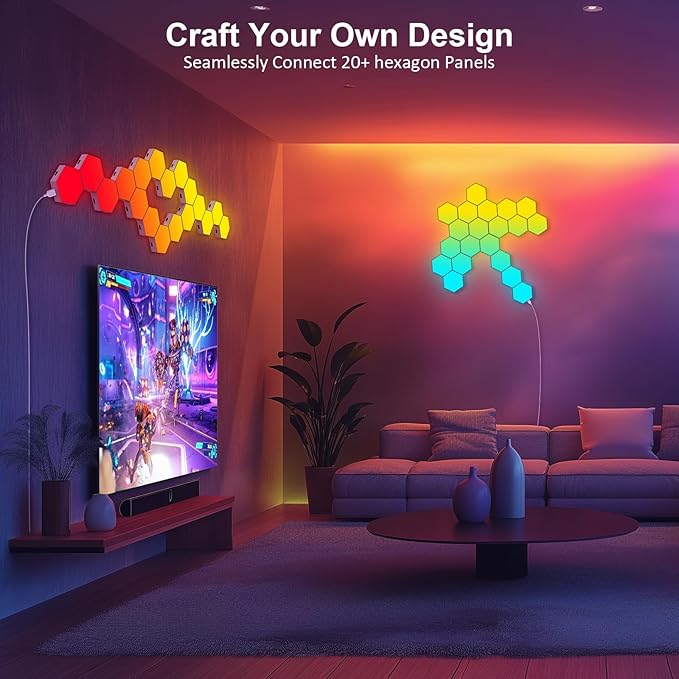 JIMIMORO Hexagon LED Light Panels 8 Pack – RGB Wall Decor Lights - Image 4