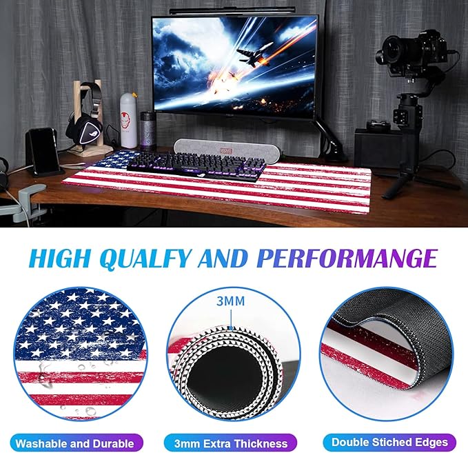 American Flag XXL Extended Mouse Pad, Laptop Pad, Waterproof, Non Slip - Image 5