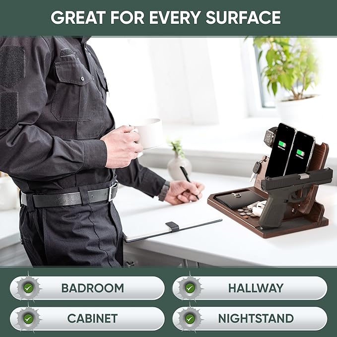 BarvA 2 Phone Docking Station | Patented Adaptive Wood Gun Rack | Night Stand - Image 4