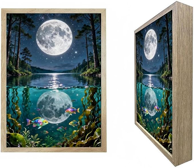URVIP LED Glowing Photo Frame, 3D Starry-Sky Moon Animal Wall Art, 9x12 Inches by URVIP