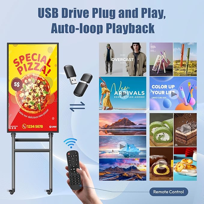 QIXZOCV MWE 43 Inch Mobile Digital Signage Display Touchscreen Kiosk - Image 6