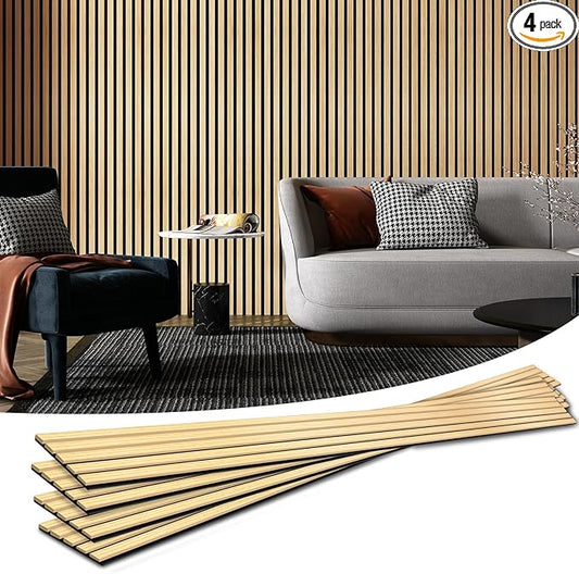 Art3d 4-Piece Wood Slat Acoustic Panels by Art3d