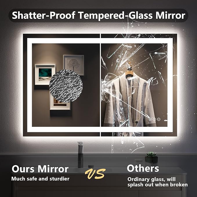 YEELAIT 48x32 Inch LED Bathroom Mirror - Image 6
