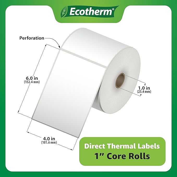 4" x 6" Thermal Labels | 6 Rolls | 2850 Labels | fits Zebra, Offnova Thermal - Image 3