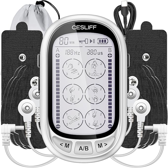 Dual Channel TENS EMS Unit Large Screen 24 Modes 36 Levels Intensity Muscle by CESLIFF