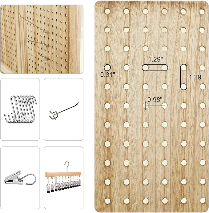 Pegboard Display, 5.6Ft Portable Freestanding Wall Organizer Wooden Room - Image 5