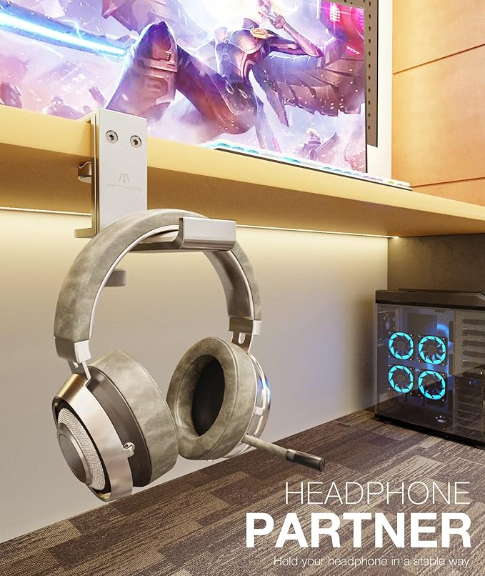 Foldable Headphone Stand and Hook – Aluminum Headset Holder Clamp Mount Under - Image 7